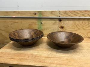 WEAVEWOOD INC Lot of 6-  16 Wooden Salad Bowls
