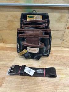 PRINCE 11 Pocket Oil Tanned Leather Tool Pouch with Leather Belt