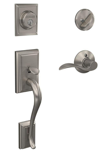 SCHLAGE Addison Satin Nickel Single Cylinder Door Handleset with Accent Handle