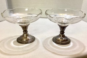 Pair Sterling Base Compotes