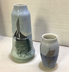 Pair of Bing & Grondahl Sailboat Vases