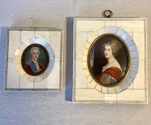 Pair of Vintage Miniature Portraits