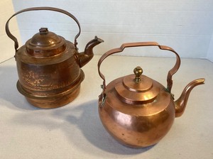 Pair of Antique Scandinavian Copper Tea Kettles