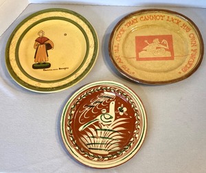 Trio of Decorated Earthenware Chargers