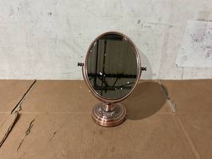 lot 227 image: Ore Furniture Copper Chrome Oval X7 Magnify Mirror - 12.25 in.