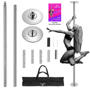 lot 201 image: SereneLife Professional Spinning Dancing Pole Set, Adjustable Height, Adjustable Fitness Pole, Great for Training Dancing and Exercise, Comes with Complete Set of Accessories, Easy Setup