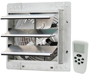 lot 207 image: iLiving 10 Shutter Exhaust Fan with Wireless Smart Remote Controlled Thermostat and Humidity, Variable Speed Wall Mounted Attic Vent Fan, Chicken Coop Ventilation, 820 CFM, 1200 SQF Coverage Area