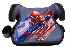 lot 220 image: KidsEmbrace Marvel Avengers Spider-Man Stance Pose Abstract Pattern Backless Booster Car Seat with Seatbelt Positioning Clip, Red, Blue, and Grey