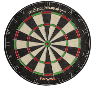 lot 310 image: Accudart Rival Bristle Dartboard - Official Size 18 x 1.5 - Rotatable Metal Number Ring - Round Spider Wires - Self Healing Sisal - Staple Free Bullseye