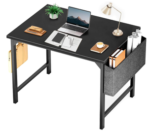 lot 321 image: Yangming Computer Home Office Desk Modern Simple Style Work Storage Bag and Iron Hook (Black, 31 inch)