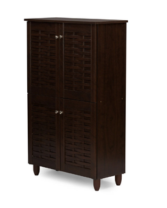 lot 322 image: Baxton Studio Winda 4 Door Shoe Cabinet in Dark Brown