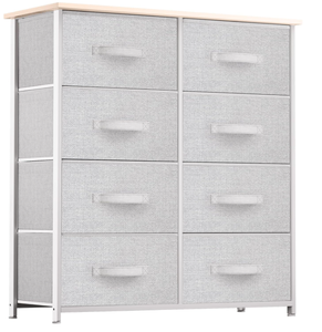lot 324 image: YITAHOME 8 Drawers Dresser - Fabric Storage Tower, Organizer Unit for Bedroom, Living Room & Closets - Sturdy Steel Frame, Easy Pull Fabric Bins & Wooden Top
