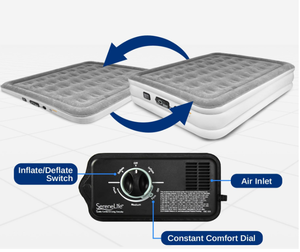 lot 327 image: SereneLife Luxury Full Size Air Mattress with Built-in High-Speed Pump- Grey