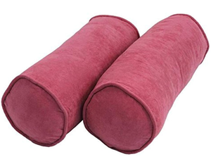 lot 336 image: Blazing Needles Corded Microsuede Bolster Pillows (Set of 2), 20 x 8, Bery Berry