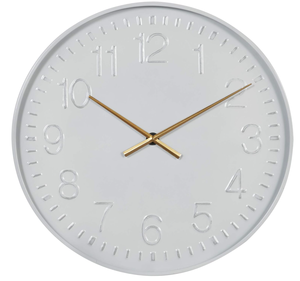 lot 343 image: Deco 79 Metal Round Wall Clock, 24 x 2 x 24, White