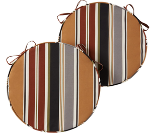 lot 345 image: South Pine Porch 18 Round Outdoor Reversible Dining Seat Cushion (2-Pack), Brick Stripe 2 Count