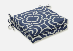 lot 347 image: Pillow Perfect OutoorIndoor Carmody Navy Squared Corners Seat Cushion 20x20x3 (Set of 2)