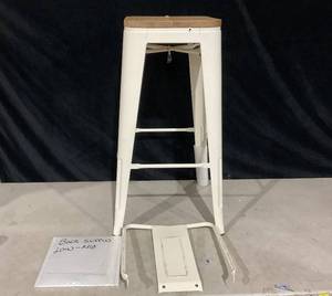 lot 328 image: GIA Design Group White 30 Inch Middle Back Counter Height Metal Bar Stool with Wood Seat