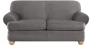 lot 273 image: 3PCS Sure Fit Ultimate Heavyweight Stretch Suede Individual T-Cushion Loveseat Slipcover