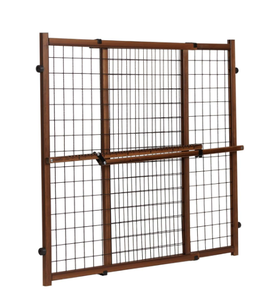 lot 102 image: Evenflo Position & Lock Tall & Wide Baby Gate, Pressure-Mounted, Farmhouse Collection