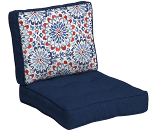lot 132 image: 2PCS Arden Selections Plush Polyfill Clark Blue Deep Seat Patio Chair Cushion