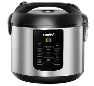 lot 135 image: COMFEE Compact Rice Cooker, 6-in-1 Stainless Steel Multi Cooker, Slow Cooker