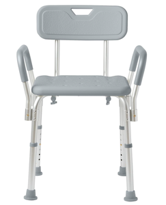 lot 143 image: Medline Shower Chair with Back and Padded Arms, Bath Seat with Removable Back, Supports up to 350 lbs