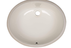 lot 170 image: MSI Oval Porcelain Ceramic Undermount Bathroom Vanity Vessel Sink