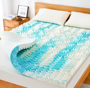 lot 187 image: Queen Size Marsail Mattress Topper, 2 Gel Memory Foam Mattress Topper