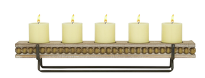 lot 189 image: DecMode 5 Holder Brown Wooden Pillar Candelabra