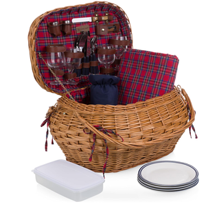 lot 412 image: PICNIC TIME Highlander Deluxe Wicker Picnic Basket for 4