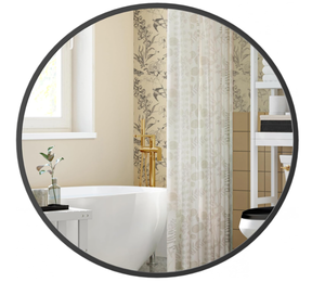 lot 420 image: SONGMICS Round Mirror, Bathroom Mirror for Wall, Metal Frame