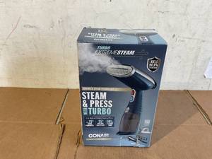 lot 290 image: Conair Handheld Garment Steamer for Clothes, Turbo ExtremeSteam 1550W, Portable Handheld Design, Strong Penetrating Steam GS38R