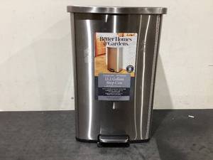 lot 557 image: Better Homes & Gardens 13.2 Gallon Rectangular Stainless Steel Trash Can, Kitchen Step Trash Can