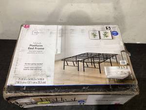 lot 566 image: Mainstays 14 High Profile Foldable Steel Full Platform Bed Frame