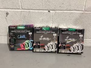 lot 459 image: LOT OF 3 Xtreme Lit 6.5ft Neon Bend and Shape Memory Flex Wire LED Light Strips