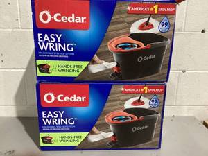 lot 462 image: LOT OF 2 O-Cedar EasyWring Microfiber Spin Mop with Bucket System