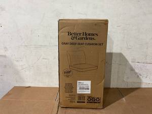 lot 610 image: 2PCS Better Homes & Gardens Gray Outdoor 24 x 24 Deep Seat Cushion Set