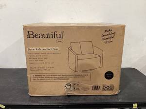 lot 587 image: Beautiful Drew Kids Accent Chair by Drew Barrymore, Charcoal Boucl Fabric