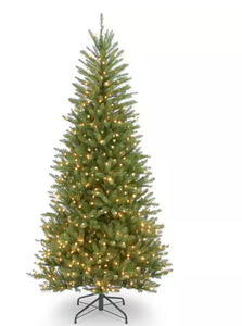 lot 342 image: National Tree Company 6.5 ft. Dunhill Fir Slim Artificial Christmas Tree with Clear Lights