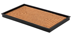 lot 356 image: Anji Mountain Heavy Duty Waterproof Rubber Shoe Storage Mat OrganizerBoot Storage Tray Multi Use for Entryway with Coir, Tan Rectangle Embossed Insert, Fits 2 Pair (24.5 Wide)