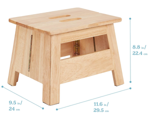 lot 359 image: ECR4Kids Folding Step Stool with Handle, Kids Furniture, Natural