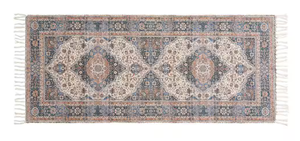lot 368 image: Jessica Simpson Chinille Fringe Machine Washable BlueRust2 ft. x 5 ft. Medallion Accent Area Rug