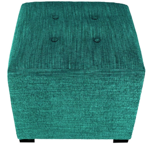 lot 376 image: MJL Furniture Designs Upholstered CubedSquare Lucky Series Ottoman, 17 x 19 x 19, Turquoise
