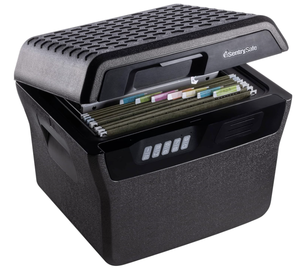 lot 377 image: SentrySafe Charcoal Gray Waterproof and Fireproof Safe, Lock Box with Keypad for Documents and Hanging File Folders, Exterior 14.1 x 16.6 x 13.8 Inches, FHW40300