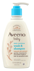 lot 436 image: LOT OF 3 Aveeno Baby Daily Moisture Gentle Body Wash & Shampoo with Oat Extract, 12 fl oz