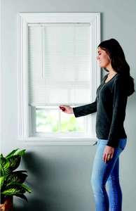 lot 469 image: LOT OF 2 Mainstays 1 Cordless Vinyl Light Filtering Mini Blinds, White, 35W x 64L