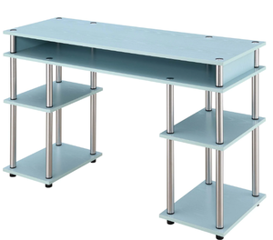 lot 483 image: Convenience Concepts Designs2Go 30 Tall No Tools Student Desk with Shelves, Sea Foam Blue, All ages