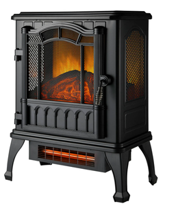 lot 492 image: Mainstays New 2-Setting 3D Electric Stove Heater with Life-like Flame, Black