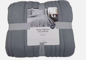 lot 494 image: LOT OF 4 Better Homes & Gardens Gray Linen Blend King Size Quilts